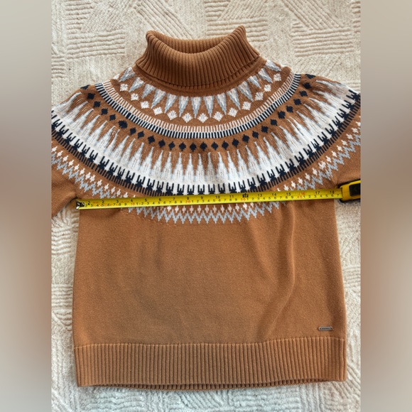 The Normal Brand Fair Isle Cotton Turtleneck Sweater Camel Brown Tan Patterned M - Picture 7 of 11